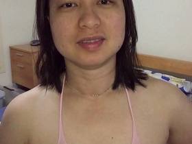 Asian MILF - Pussy Playing For XVideos Fans in Pink Body Stockings