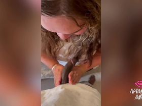 Asian BBW sucking BBC